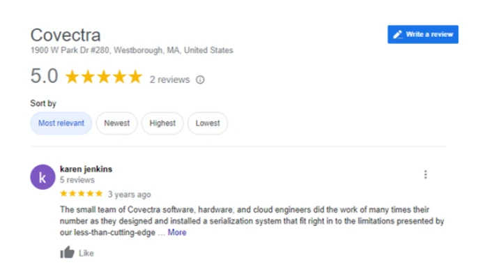 Covectra's Client Reviews