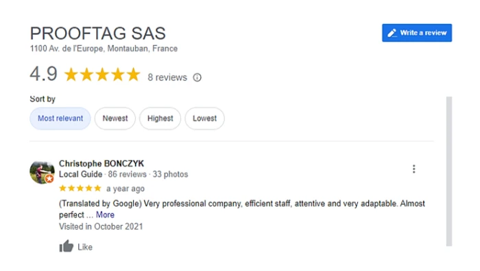 Prooftag's Client Reviews