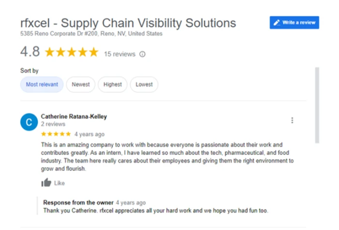 rfxcel Corporation's Client Reviews